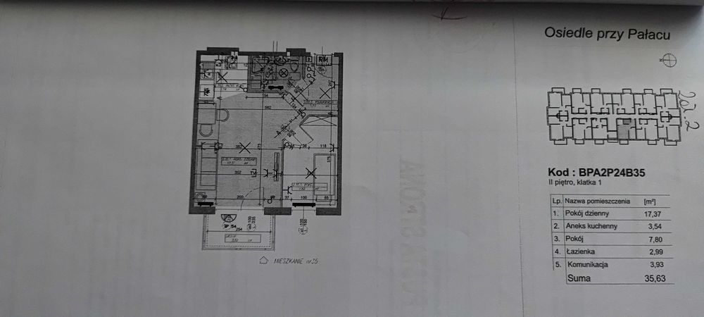 Przytulne 2 pokoje (35,63 m²) na zamkniętym osiedlu – Pass (2017 r.)
