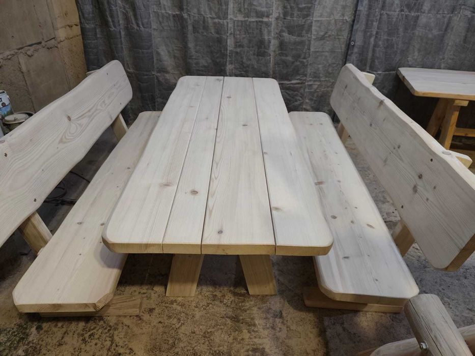 Meble ogrodowe DREWNIANE góralskie DO OGRODU biesiadne LITE DREWNO +