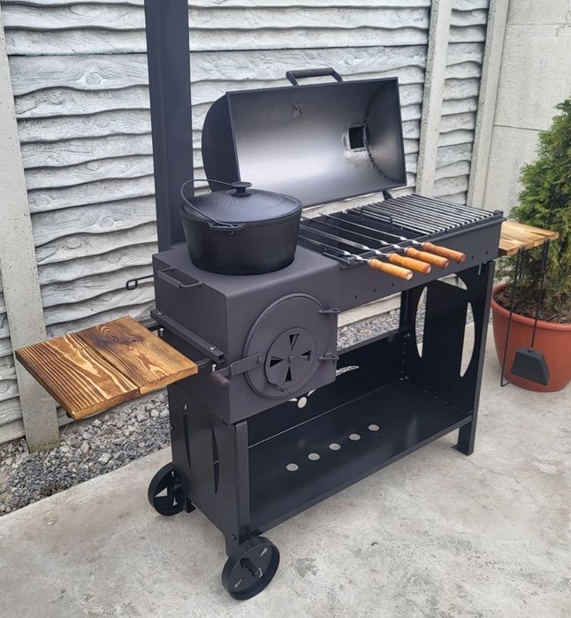 От ЗАВОДА! 5мм! 4в1! Мангал Барбекю Коптильня с Печью под Казан