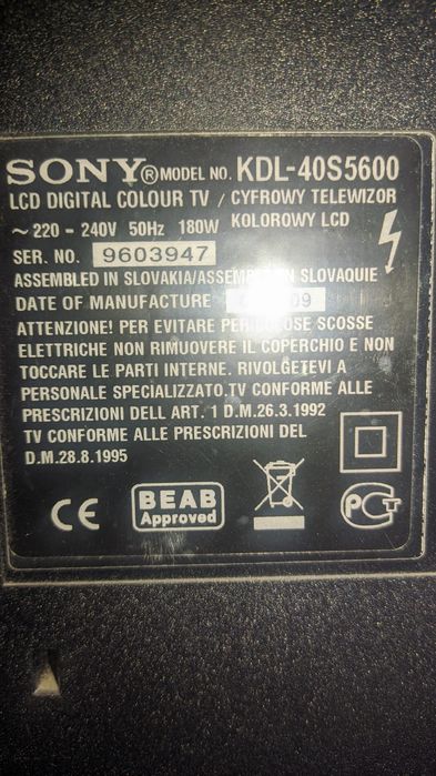 Telewizor Sony brawia 40 cali kdl-40S5600 lcd