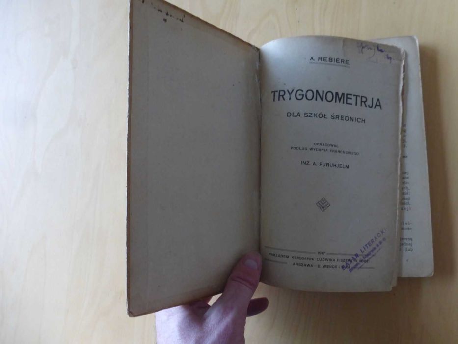 Trygonometria dla szkół średnich. A. Rebiere A. Furuhjelm rok 1917