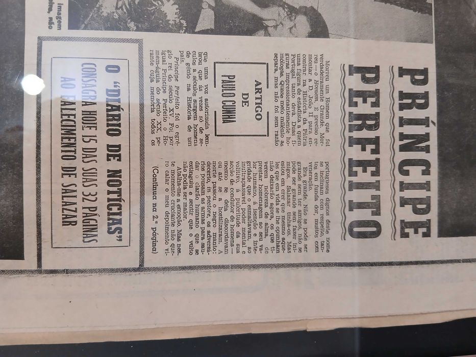 Jornal Diário de notícias 1970 morte Salazar, RARO emoldurado completo