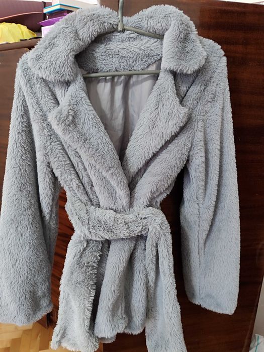 Еко шубка сірого кольору