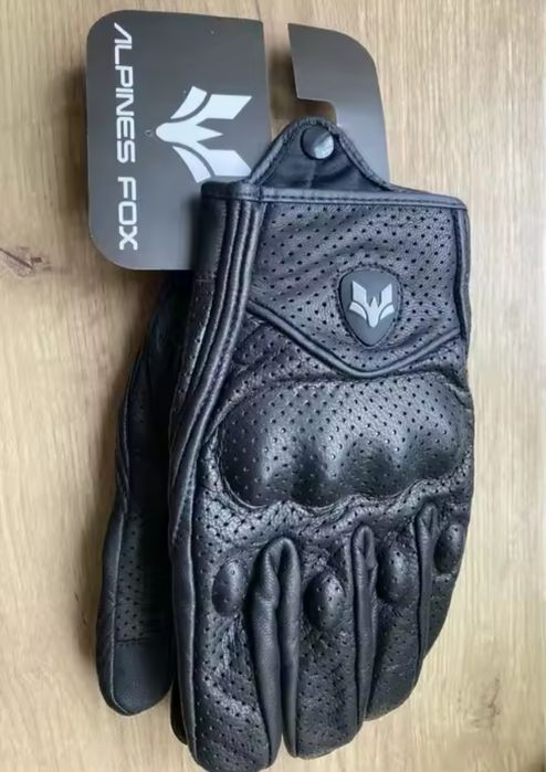 Чорні шкіряні моторукавиці FOX