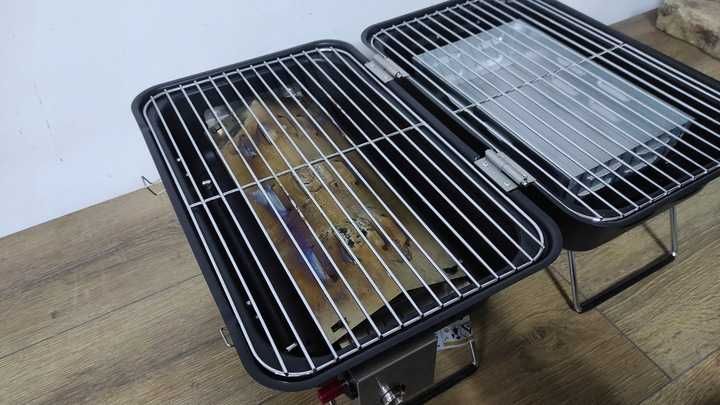 Grill gazowo-węglowy turystyczny stołowy przenośny 2w1 !