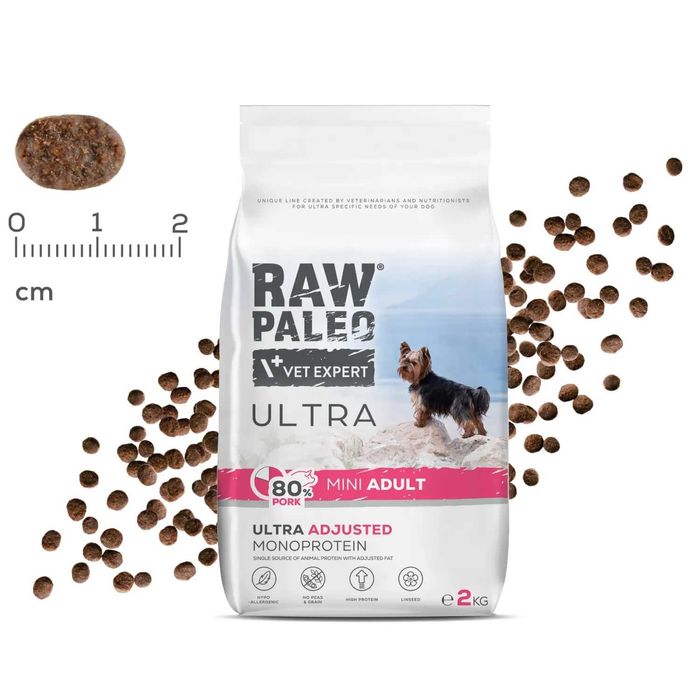 RAW PALEO ULTRA PORK ADULT MINI karma z wieprzowiną 8 kg + gratis
