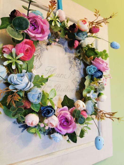 Wianek na drzwi # wiosenny wianek na drzwi # wesoły wianek # wiosna