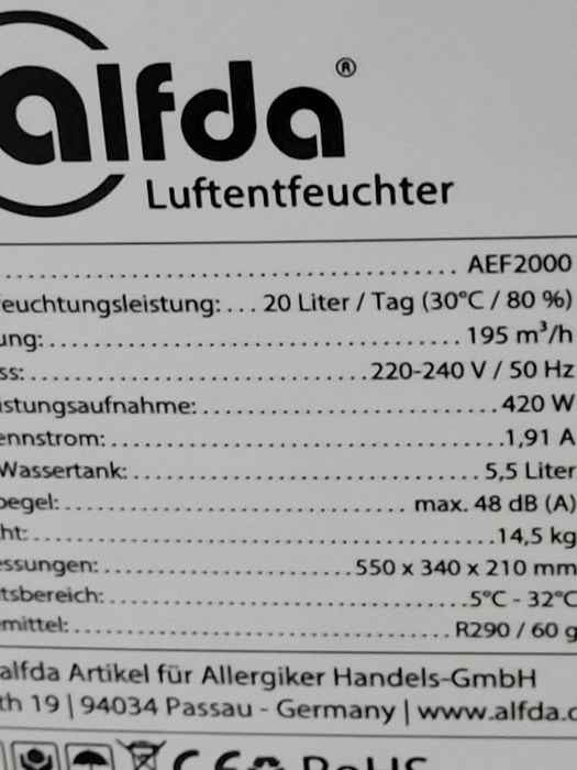 Osuszacz powietrza alfda