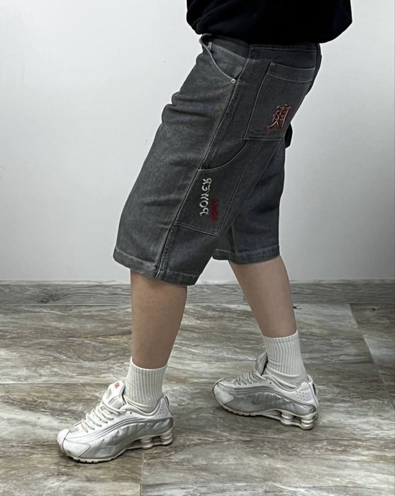 Вінтажні реп шорти з вишивкою джинсові baggy rap jeans shorts carpenter широкие шорты реп fubu typ