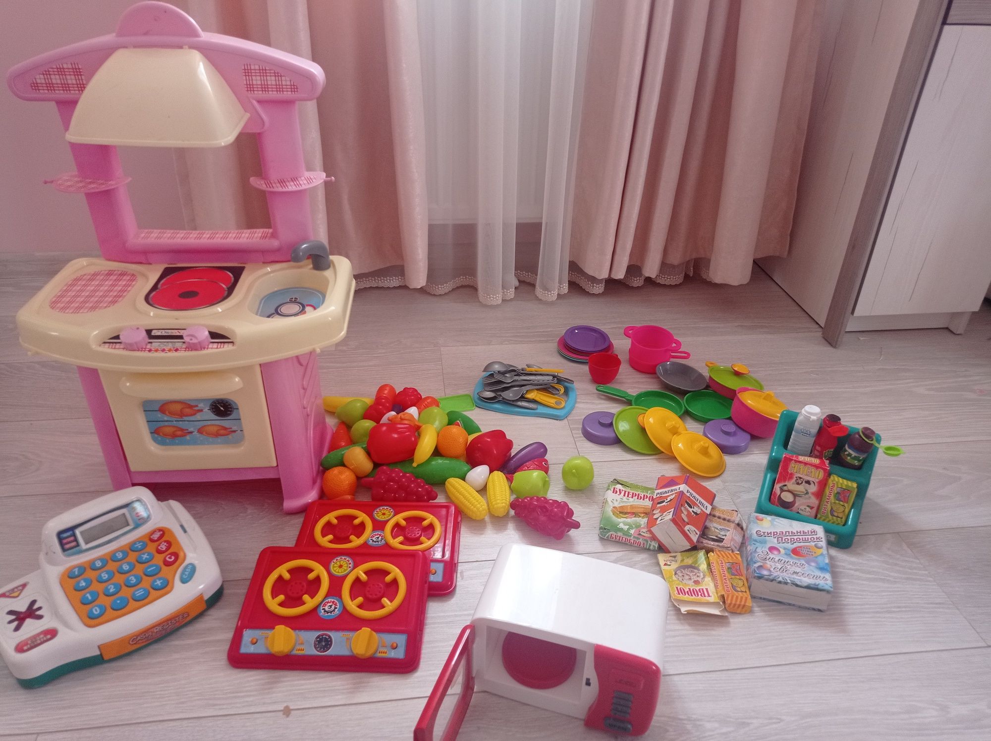 Дитяча Кухня, посуд, фрукти, касовий апарат, конструктор, дорога: 600 ...