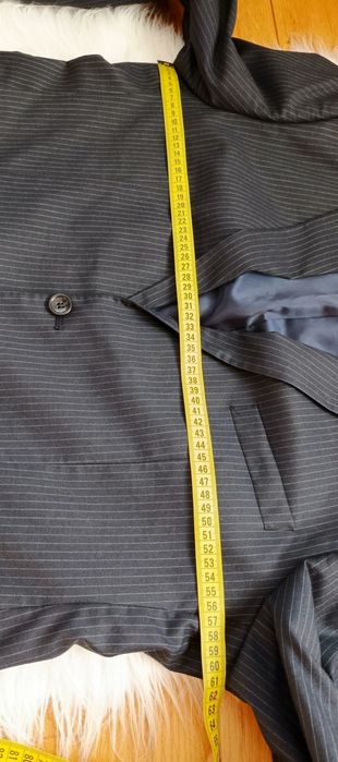 Marynarka Enrico Masarotti 56/ XL granat prążek 100% wełna, 150's