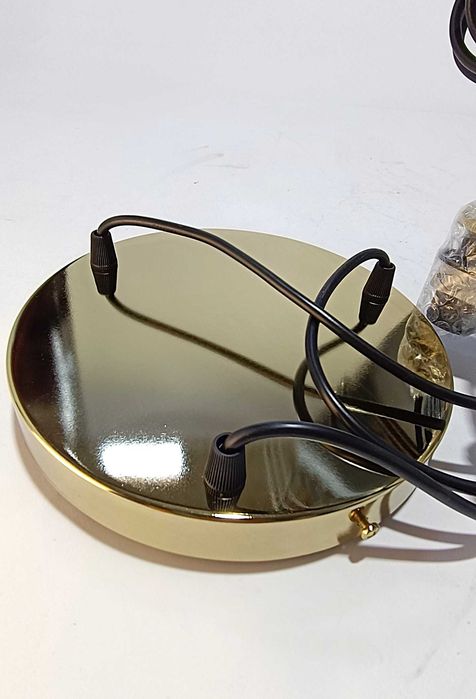 Candeeiro Suspensão 3 Cúpulas de Vidro com metal Dourado (Nova)