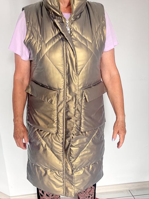 Złoto-zielona kamizelka na jesien i wiosne, rozmiar Xl