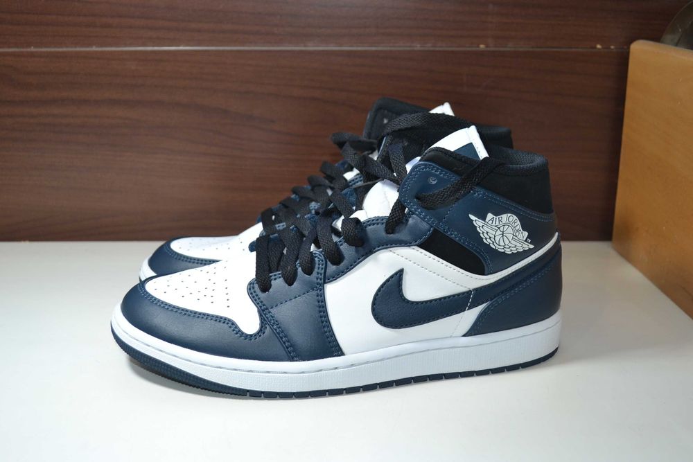 nike jordan 1 mid armory navy 42.5р кроссовки хайтопы кожаные оригинал