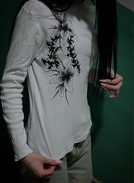 лонгслив с рисунком (кастомный) | long, opium, y2k, trible