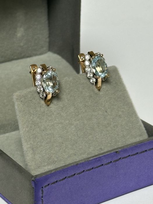 Золотые серьги с топазом