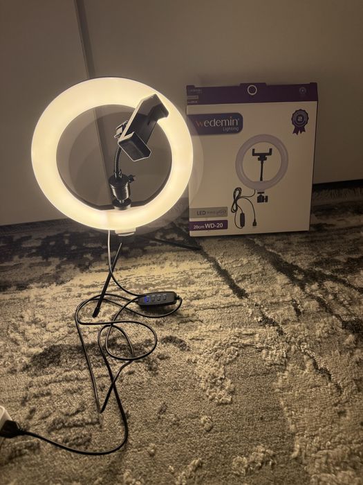 Кільцева LED лампа 20 см Wedemin WD-20 зі штативом і тримачем