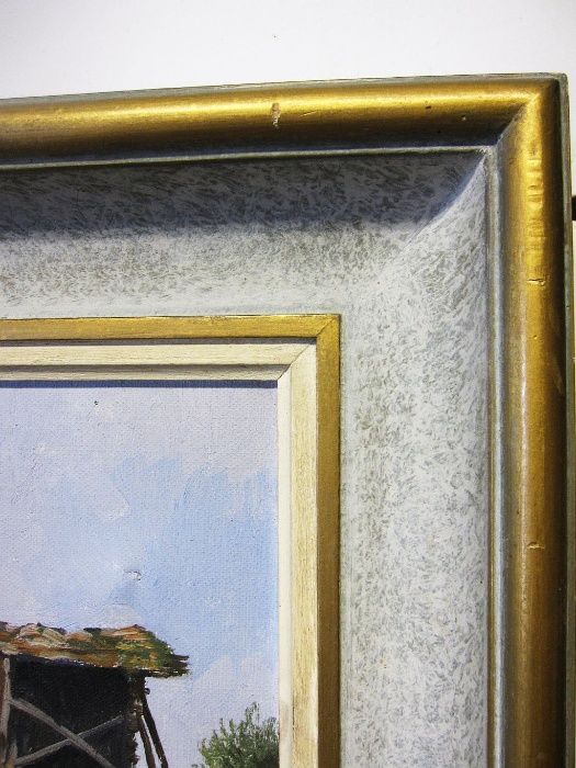 antiga pintura em óleo sobre tela - paisagem suíça - Matterhorn-