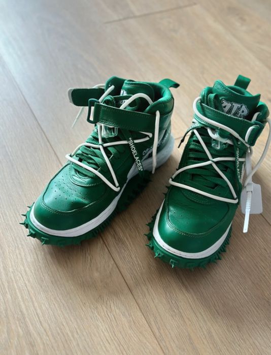 Oryginalne buty sneakersy Nike Air Force AF1 mid Off white zielone OF
