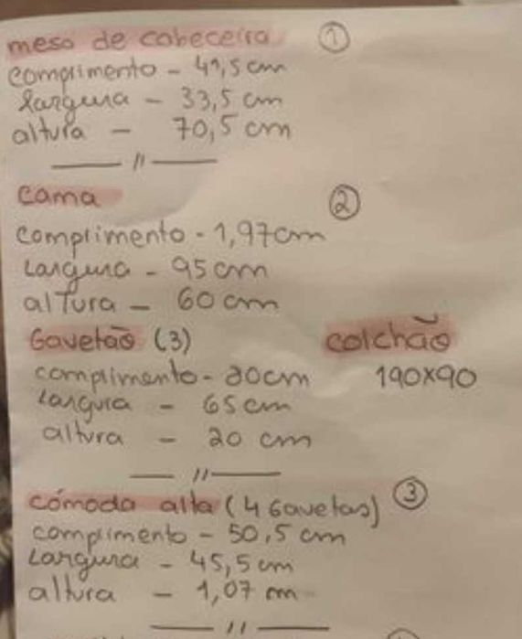 Mobília quarto super qualidade, estado, arrumação. Medidas fotos.