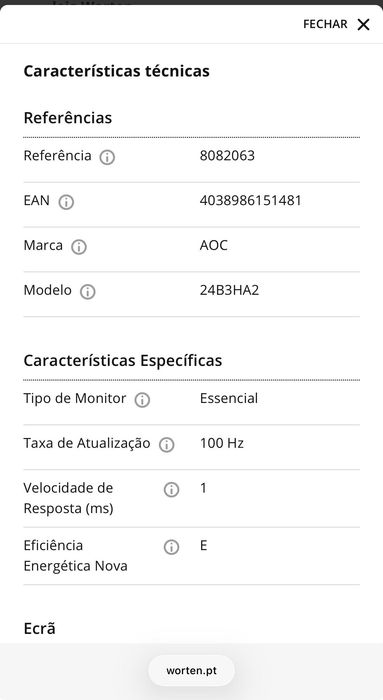 Monitor NOVO - AOC - 24B3Ha2 (24'' - Full HD - IPS - 1 ms - Preto)
