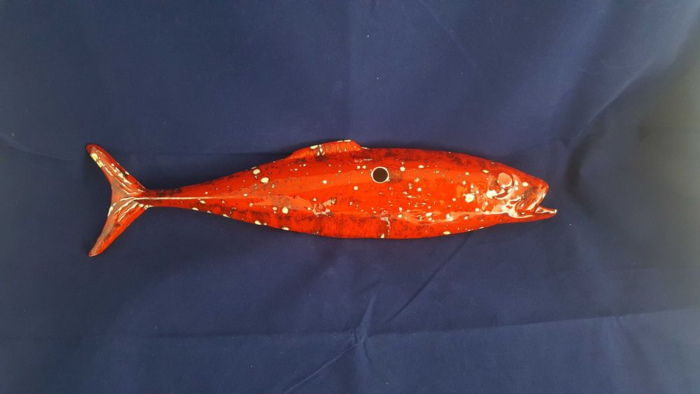 Cerâmica decorativa, sardinha em loiça vidrada - 40 cm