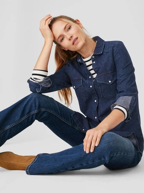 H&M Сорочка рубашка джинсова джинсовка  джинсовий піджак 36 S