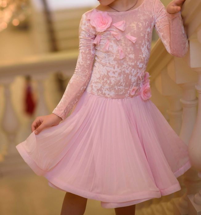 Бальное платье бейсик розовое 122-134