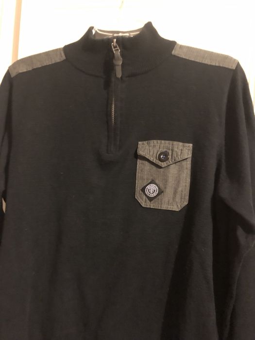 Bluza męska Threadbare M 100% bawełna , granat , pod szyją rozpinany
