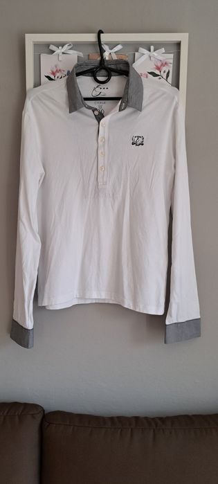 bluzka koszulowa koszula męska rozmiar M biało szara z kolnierzem