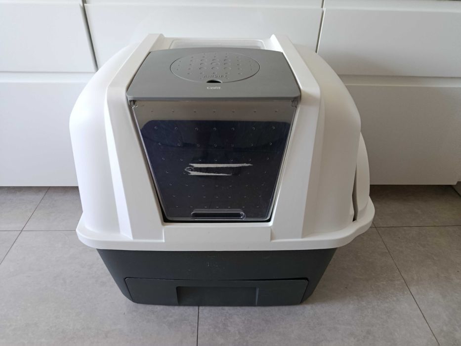 Caixa de areia semi-automatica para gato
