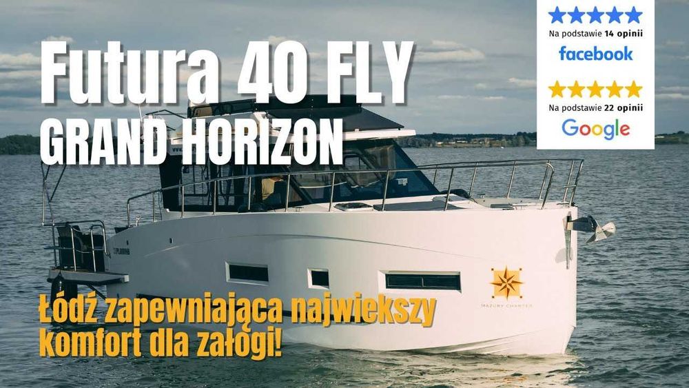 Futura 40 FLY VIP czarter łodzi, Houseboat, Mazury, Giżycko