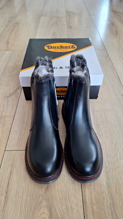 Sztyblety Dockers by Gerli Czarne 42 Damskie Eleganckie Ciepłe Obuwie