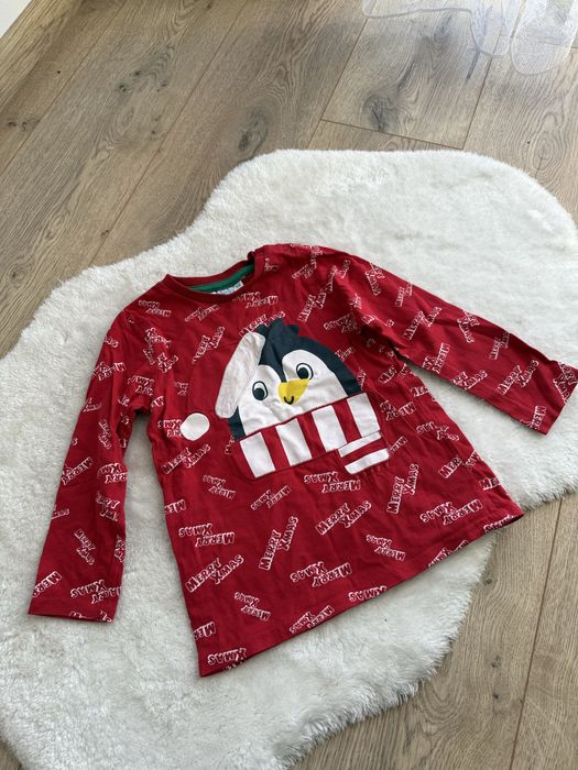 Świąteczna bluzka na długi rękaw pingwin rozmiar 98 cm