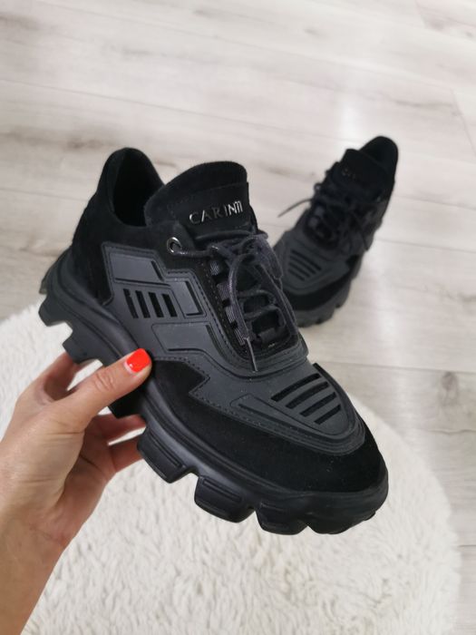 Buty sportowe sneakersy Carinii 37 czarne skóra naturalna