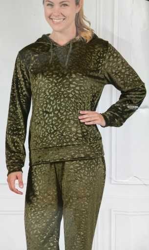 NOWY Zielony welurowy dres damski - XXL/44