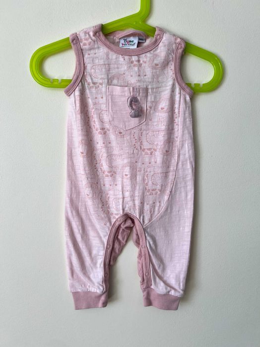 Scandi półśpiochy ogrodniczki rampers pudrowy róż bawełna scandi 62 68