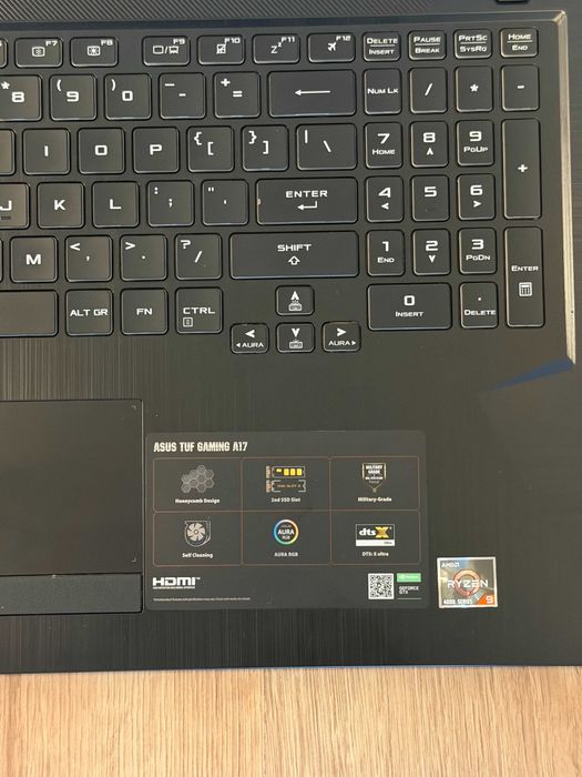 Laptop ASUS TUF Gaming A17 | Ryzen 9 | 16GB RAM | GTX 1660Ti | 120Hz | 17,3"