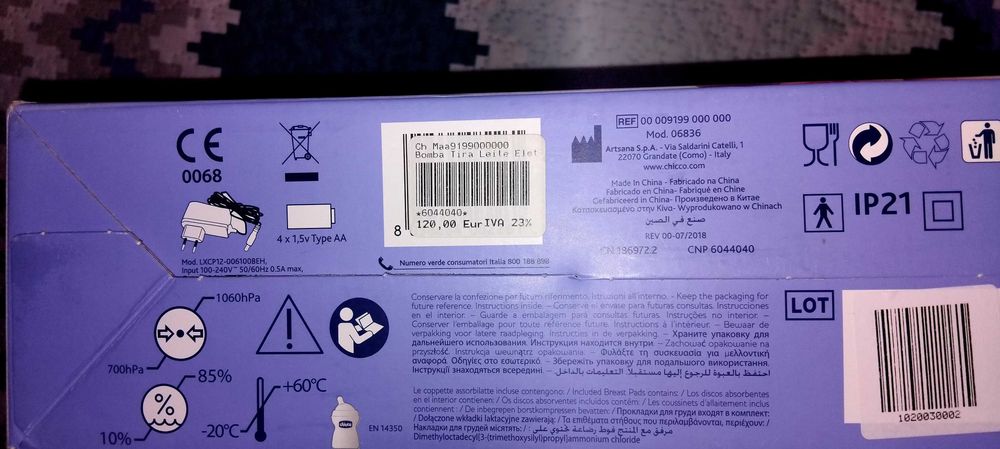 Bomba eletrica de extraçao de leite