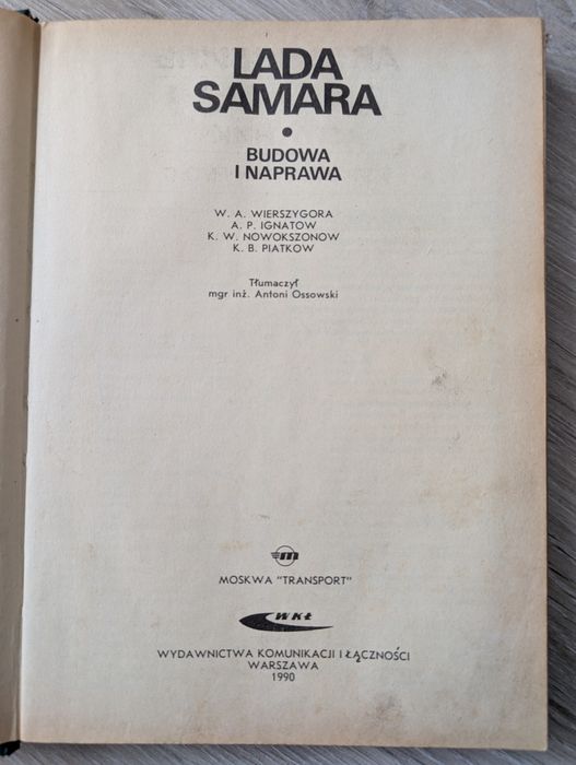 Stara książka Łada Samara z 1990 roku
