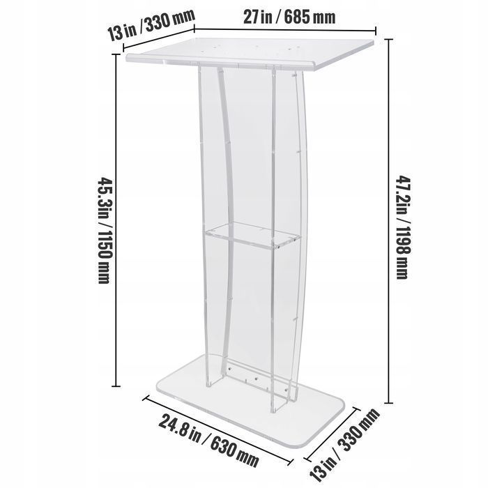 Vevor akrylowy podest stojący 119 cm przezroczysty podium premium