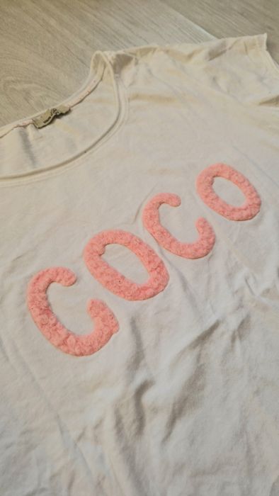 Biały tshirt bluzka wyszywana coco s/m