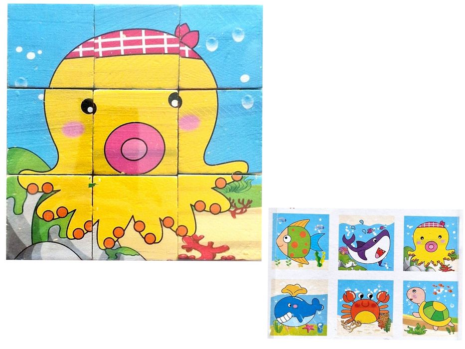 Klocki drewniane kreatywne 6w1 zabawka