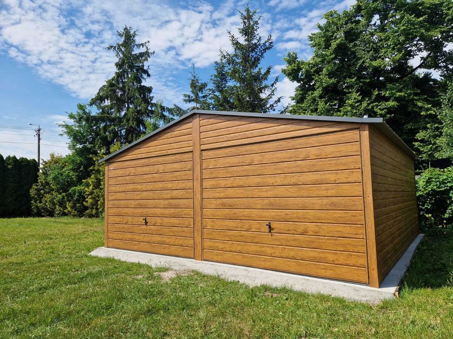 Garaż blaszany Blaszak Garaż 6x5 7x5 8x5 9x5 6x6 7x6 8x6 9x6 DĄB ORZECH GRAFIT garaz PREMIUM garaż Wzmocniony Garaże blaszane Producent Promocja !!!