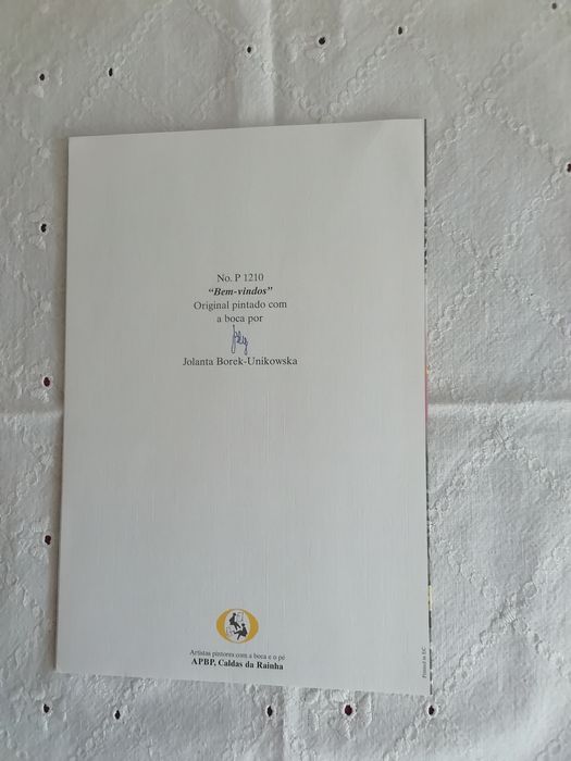 Postal de Natal pintado com a boca