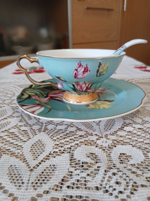 Чайная пара Royal Crown Derby с ложкой