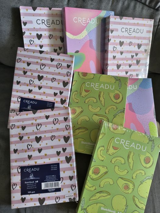 Creadu, Szkicownik 4 A5, Awokado maziajki serca 120 kartek