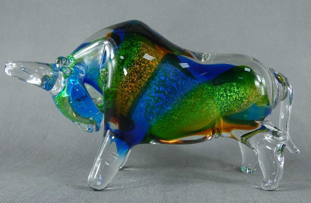 Figura szkło MURANO kolorowy BYK byczek figurka 25,5 cm
