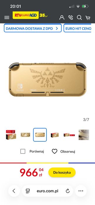 Nintendo switch zlote