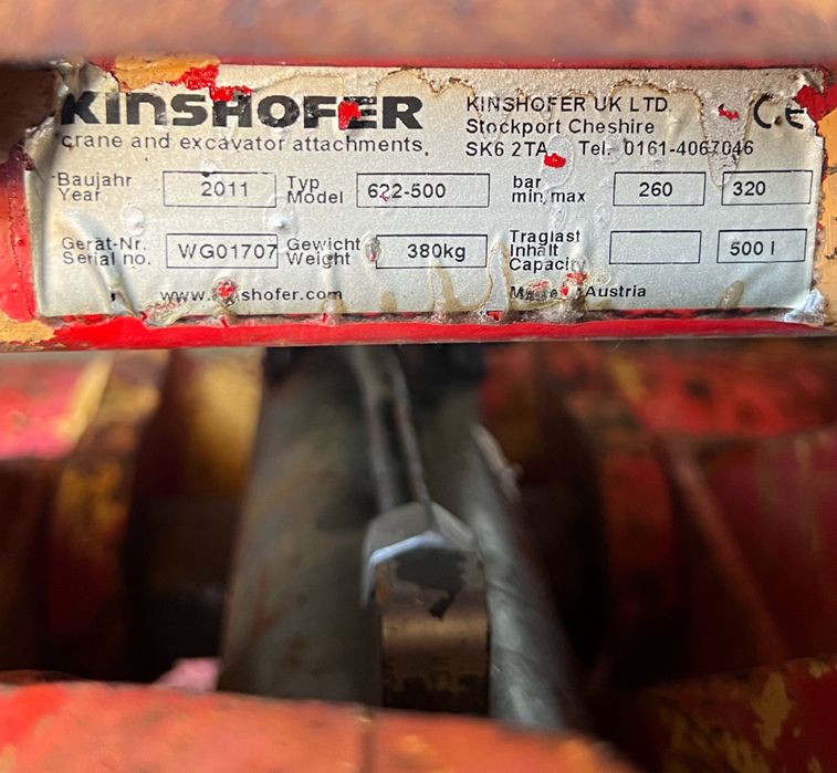 Balde em concha Kinshofer 622-500 para excavadora ou grua